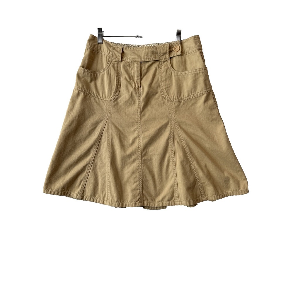 GH Bass & Co Khaki A Line Cotton Skirt Women's 8 Preppy 90s Safari Utility Chic